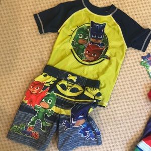 Pj masks bathing suit and rash guard